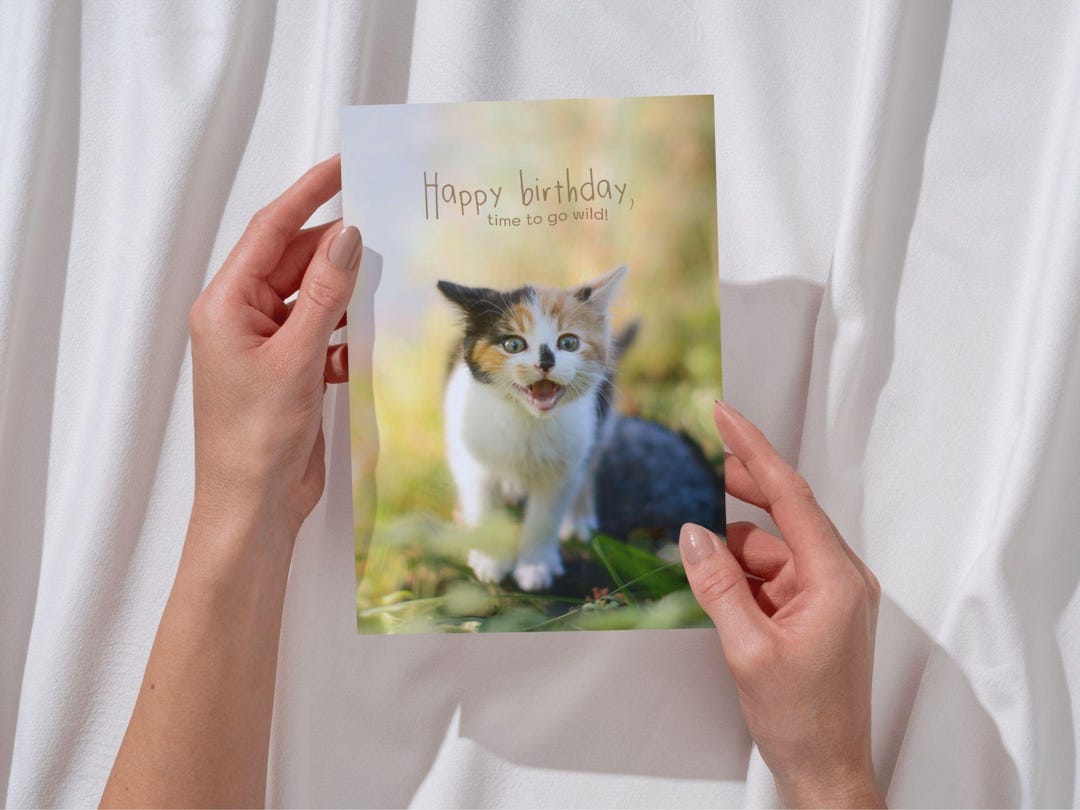 Happy Birthday Cat Card | Printable 5×7 Digital Download - Etsy Australia