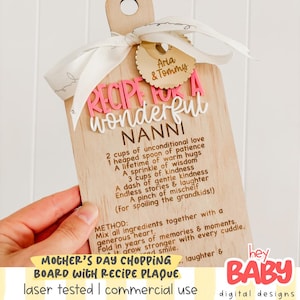 Mother's Day Chopping Board Recipe Card SVG | Digital File | Plaque or Magnet | Charm | Grandparent | New | Gifts for Her | Koenig