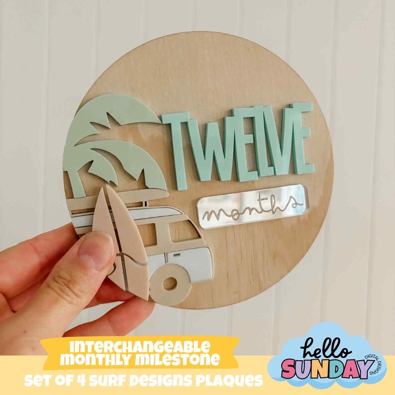 Digital Birth Announcement Set in SURF | Laser Cut File | Baby Name ...