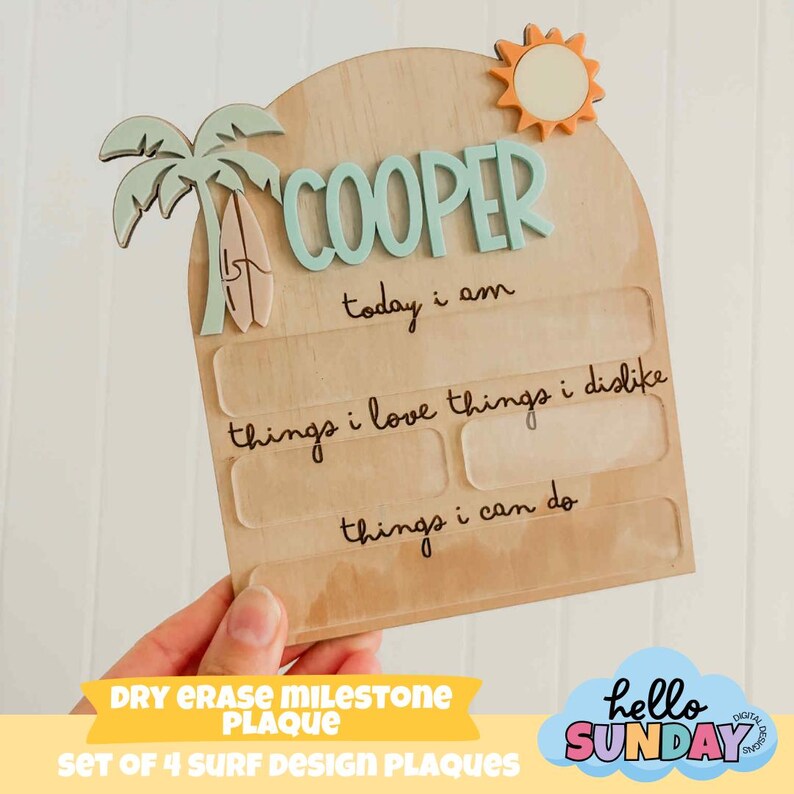 Digital Birth Announcement Set in SURF | Laser Cut File | Baby Name ...