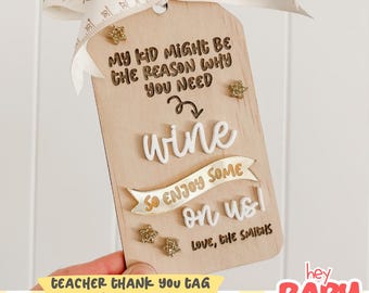 Personalised Teacher Wine Gratification Magnets or Tag SVG | Digital File | Laser Tested | Thank You | Teacher Gifts | School | Humour