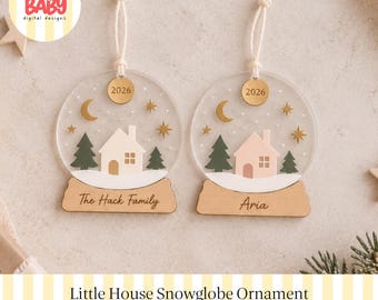 Schneekugel-Ornament „Kleines Haus“ (SVG) | Digitale Datei | Erinnerungsstück für Kinder | Weihnachtsschmuck | Personalisierte Kugel