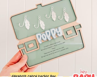 Caja de aparejos Greatest Catch SVG / Archivo digital / Recuerdo del Día del Padre para papá / Letrero de pesca para el abuelo / Recuerdo para los nietos / Árbol genealógico