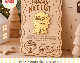 SVG-Datei für die Auszeichnung „Nette Liste“ | Digitale Datei | Weihnachtsgeschenke | Weihnachtsmedaille | Weihnachtsdeko | Holzdeko | Weihnachtsgeschenkbox | Skandinavische Weihnachten