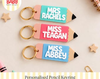 Personalisierter Schlüsselanhänger in Bleistiftform (SVG) | Digitale Datei | Mehrschichtiges Acryl | Geschenk für Lehrer | Dankeschön | Schuljahresende | Geschenk für Pädagogen