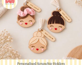 Personalisierte Haargummihalter (SVG) | Digitale Datei | Geschenkideen für Lehrkräfte | Weihnachtsgeschenk | Dankeschön-Geschenk | Schule | Niedliche Mädchen-Designs
