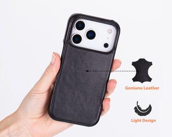 Handmade Full-Grain Leather iPhone 17 Pro Case: MagSafe Compatible, Personalized Cover, Mothers Day Gift