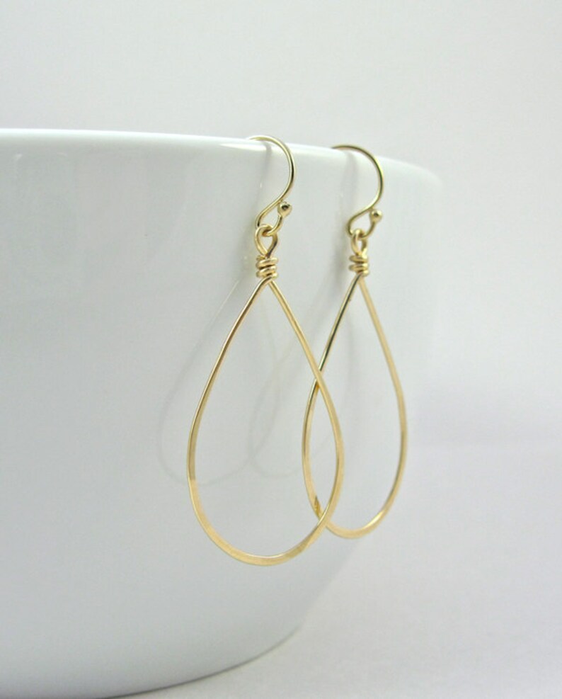 Teardrop Hoop Earrings in 14K Gold Fill Gold Hoop Dangle Etsy
