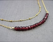 Double Strand Garnet Necklace in Gold