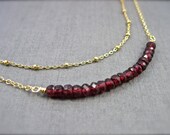 Double Strand Garnet Necklace in Gold