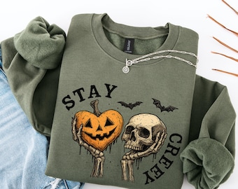 Creepy Sweatshirt, Womens Halloween Sweatshirt, Cute Skeleton Hands Tee, Funny Halloween Outfit, Skull Tee, Spooky Season Shirt