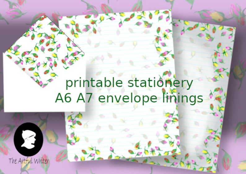 Printable Letter Writing Paper Rose Stationery Set Floral Digital Paper Envelope Lining Stationery Stationary Sheet A6 A7 Insert Pdf Print Paper Paper Party Supplies