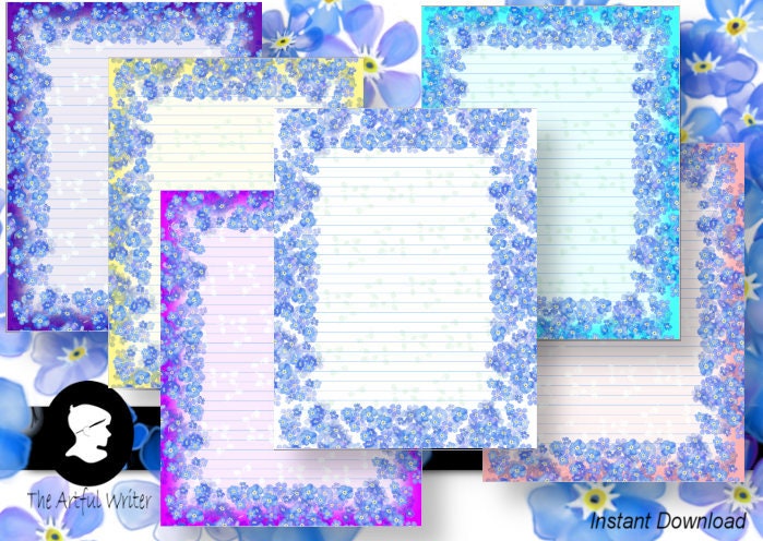 printable letter writing paper floral border digital etsy ireland