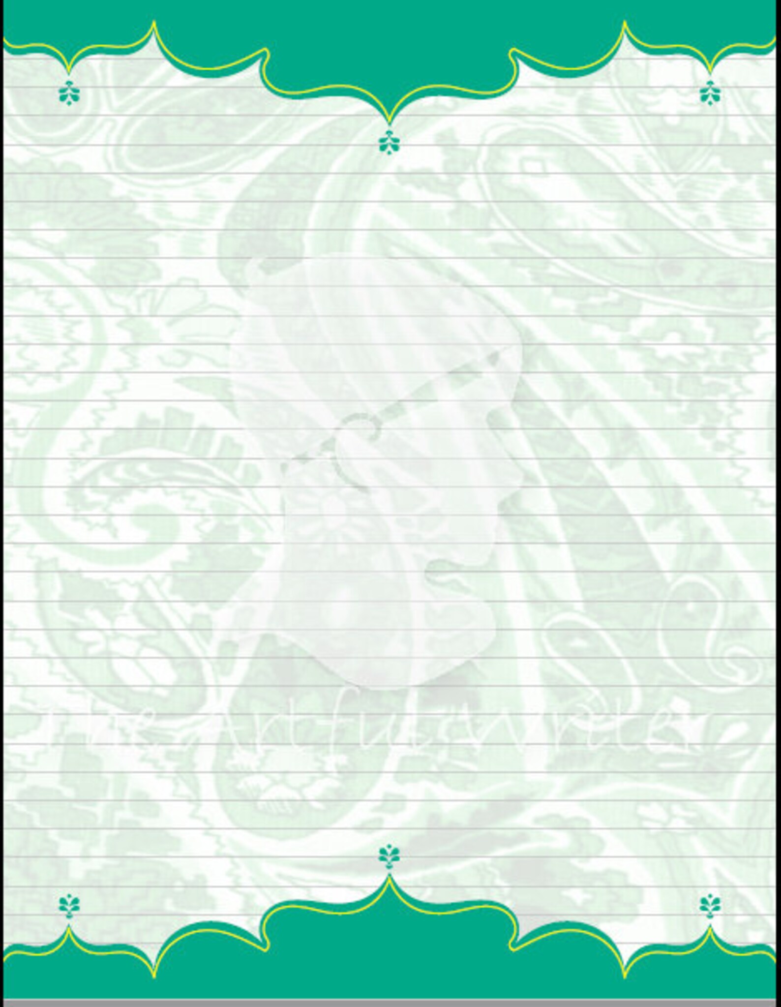 Printable Lined Letter Writing Set/digital Stationery/green Etsy