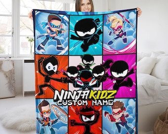 Ninja Kidz TV Family Birthday Blanket/Ninja Kidz TV Birthday Blanket/Ninja Kidz TV Blanket/Custom Ninja Kidz tv Birthday Blanket UM2P11