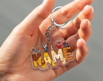 Personalized Lion King Keychain, Custom Name Lion Family Animated Animal Movie Keychain, Magic Kingdom Gift UNU140