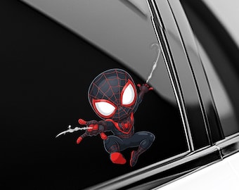 Spidey Spider Man Spider Verse Craft Peeker Peeking Car Window Decals - Bumper Waterproof Stickers AXHF36