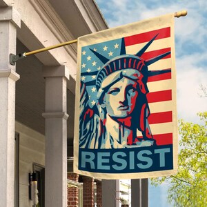 Resist Flag Anti Trump Garden Flag Feminist Flag Pro Choice House Banner Statue of Liberty Democrat Leftist Anti MAGA LGBTQ Rights UKDL427