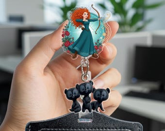 Disney Pixar Merida Badge Reel, Brave Archer ID Holder, Cute Cartoon Work Badge, Disney Inspired Reel Gift UOUK14