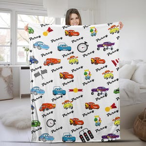 Lightning McQueen Baby Blanket, Baby Shower Gift, Customizable Blanket, Disney Blanket, Disney Home Decor, Cars Blanket AXHK28 image 1