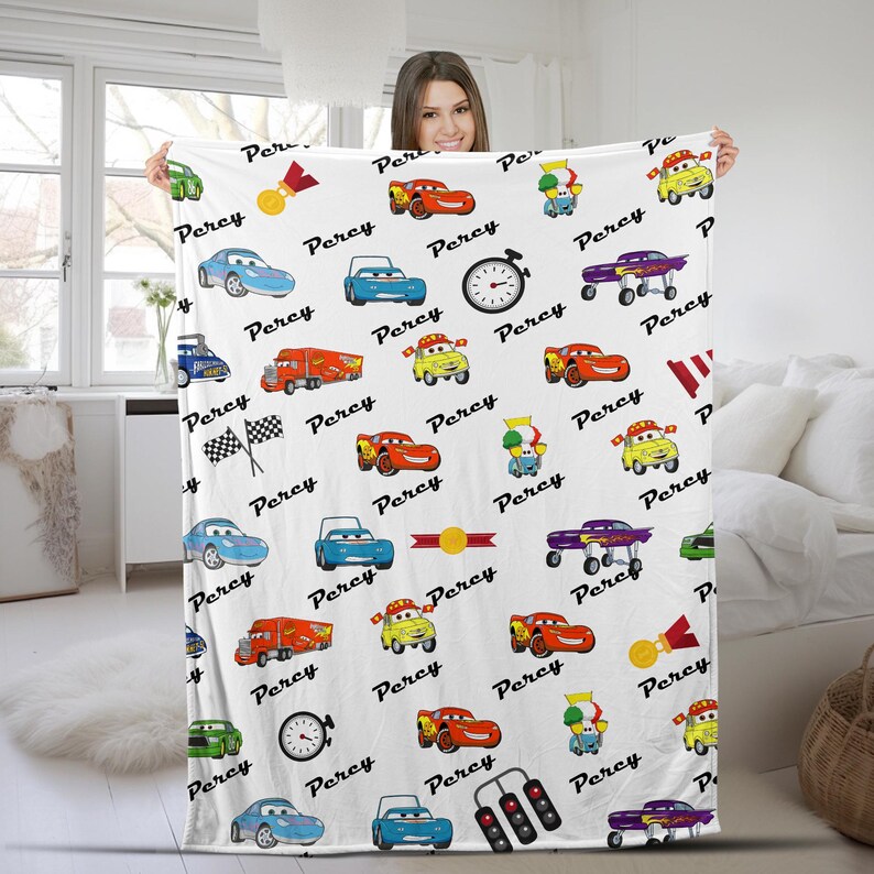 Lightning McQueen Baby Blanket, Baby Shower Gift, Customizable Blanket, Disney Blanket, Disney Home Decor, Cars Blanket AXHK28 image 1
