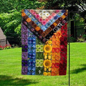 Floral Progressive Pride Flag, LGBTQ+ Flag For Home, Beautiful Flower Pride Outdoor Garden Decor  AYCR16