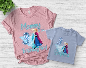 Princess Anna & Elsa Birthday Shirt, Custom Frozen Birthday Girl Shirt, Disney Family Matching Birthday Tee, Disney Birthday Tee AXLS21