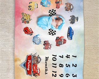 Route 66 Milestone Blanket, Cars Velveteen Milestone Plush Blanket, Baby Milestone Tracker AXHT04