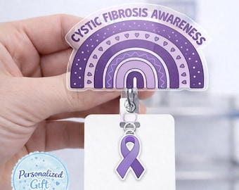 Portatarjetas de concienciación sobre la fibrosis quística, portatarjetas de identificación de enfermera con cinta morada, regalo de apoyo a la fibrosis quística UARENBG144