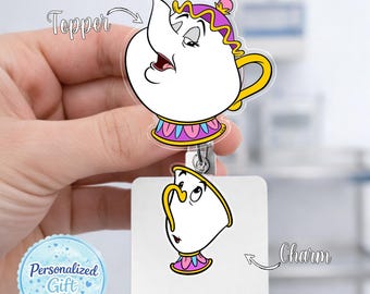 Mrs. Potts and Chip Inspired Badge Reel | Mrs. Potts and Chip Inspired | Mrs. Potts and Chip Inspired Work ID Badge UOZW04