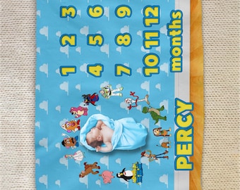 Toy Story Milestone Blanket, Baby Boy Milestone Blanket, Baby Shower Gift, Baby Boy Gift, Newborn Gift, Personalized Baby Blanket AXHT02