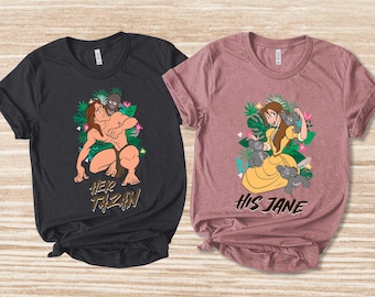Retro 90s Her Tarzan And His Jane shirt, Disney Couples Valentine's Day Matching Tee, Wife Husband Disneyland Vacation WDW Trip Gift UL3X16