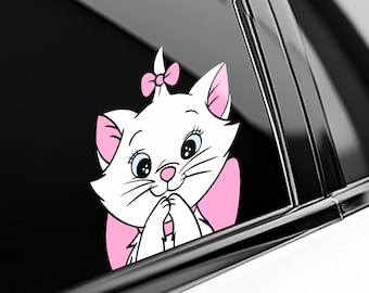 Marie Cat Peekaboo Peeker Peeking Car Window Decals - Bumper Vinyl Stickers - The Aristocats - Pack Stickers UNYYSK06