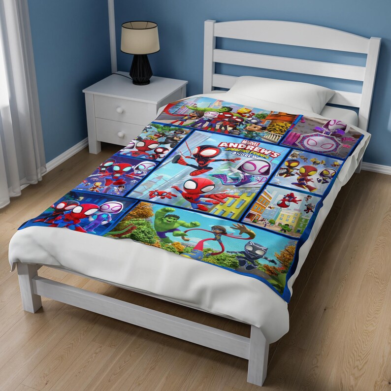 Personalized Spidey and His Amazing Friends Blanket, Super Hero Fleece Blanket, Spiderman Birthday Blanket, Spiderman Blanket AXHK04 bild 2