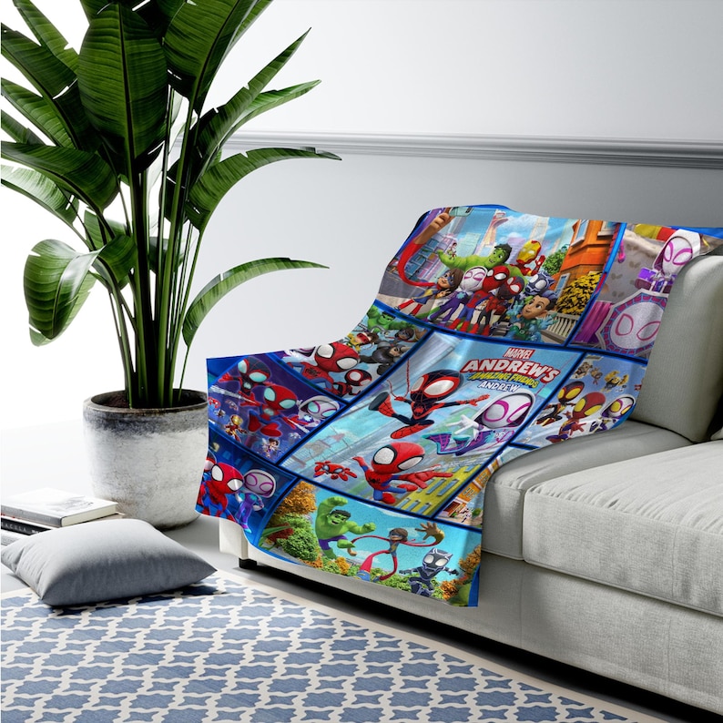 Personalized Spidey and His Amazing Friends Blanket, Super Hero Fleece Blanket, Spiderman Birthday Blanket, Spiderman Blanket AXHK04 bild 3