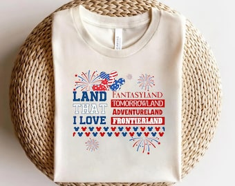 Camiseta "Tierras que amo" para el 4 de julio, Camiseta del 4 de julio, Camiseta Disney del 4 de julio, Mickey y Minnie del 4 de julio, Viaje del 4 de julio SLV308