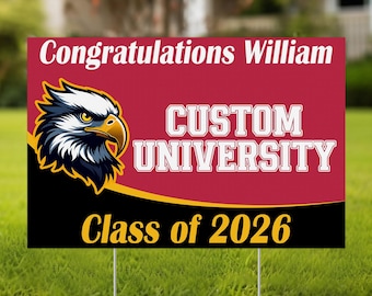 College Yard Sign, Graduation Lawn Sign, College Bound, Custom College Yard Sign, Class of 2026 Yard Sign with Metal Stake  AYCY23