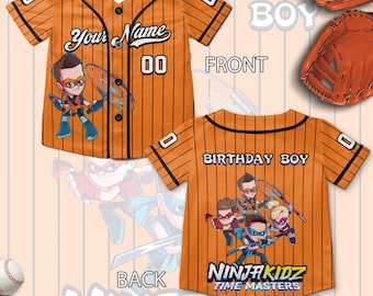 Custom Ninja Kidz Paxton Time Masters Baseball Jersey,Personalized Ninja Kidz Baseball Jersey,Ninja Kidz Birthday Party Jersey UNAW10