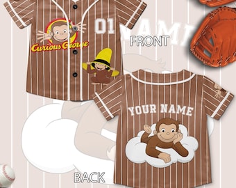 Custom Curious George Birthday Baseball Jersey, Personalized Curious George Birthday Shirt, Curious George Family AYCX15