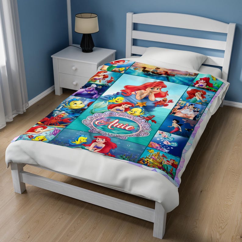 Personalized The Little Mermaid Blanket Ariel Princess Fleece Blanket disney Princess Birthday Gift Christmas Gift For Girls AXHK23 image 2