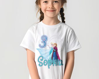 Princess Anna & Elsa Birthday Shirt, Custom Frozen Birthday Girl Shirt, Disney Family Matching Birthday Tee, Disney Birthday Tee AXLS21