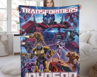 Custom Transformer Blanket, Personalized Robot Blankets, Boy Bed Room Blanket, Transformers Blanket, Auto Bots Birthday Blanket  AXHS13