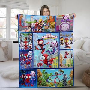 Personalized Spidey and His Amazing Friends Blanket, Super Hero Fleece Blanket, Spiderman Birthday Blanket, Spiderman Blanket AXHK04 bild 1