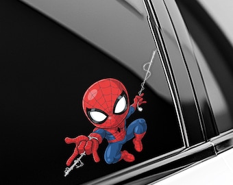 Spidey Spider Man Spider Verse Craft Peeker Peeking Car Window Decals - Bumper Waterproof Stickers AXHF36