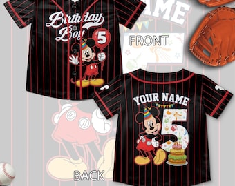 Personalized Mickey Birthday Boy Baseball Jersey, Disney Kids Custom Jersey, Birthday Party Tee, Disney Birthday Trip  AXLA07