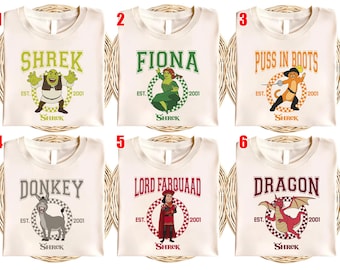 All Characters Shrek Shirt, Fiona Donkey Lord Farquaad Gingerbread Man Shrek Group Matching, Shrek Birthday Boy Shirt, Shrek Family AYBB15