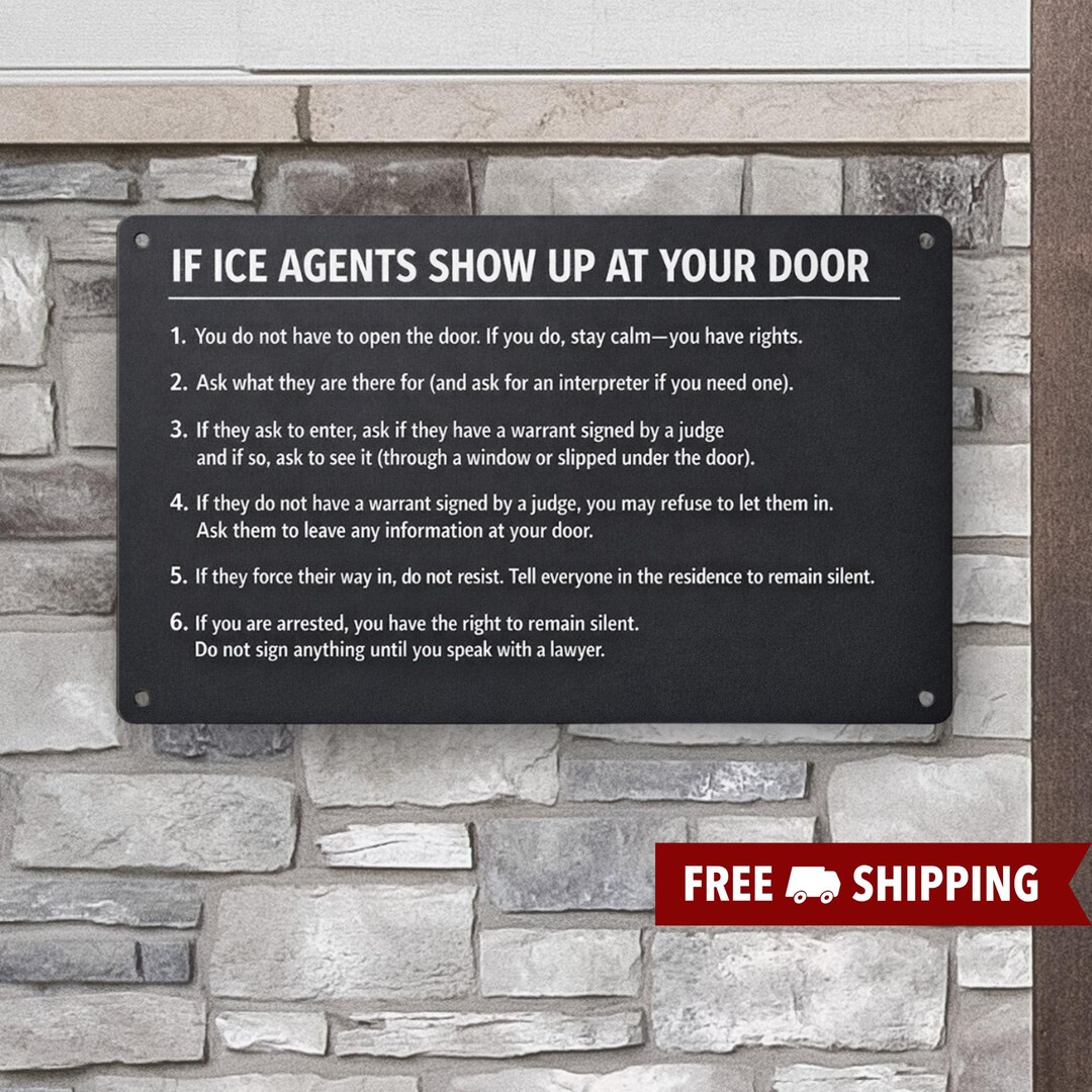 ICE Door Notice Metal Sign | Know Your Rights, Immigration Law Info, No ...