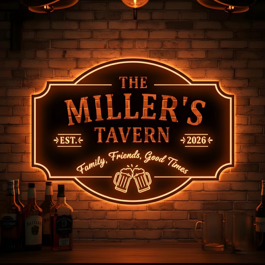 Personalized Bar LED Metal Art Sign, Multi Colors Custom Bar Sign ...