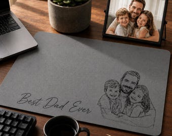 Personalized Desk Mat for Dad Custom Line Art Mousepad Father's Day Gift Best Dad Ever Office Decor, Large Desk Pad Birthday Gift for Father