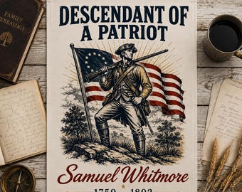 Personalized Descendant of a Patriot Garden Flag, Custom Ancestor Name American Revolution Flag, Genealogy Gift, Revolutionary War Decor
